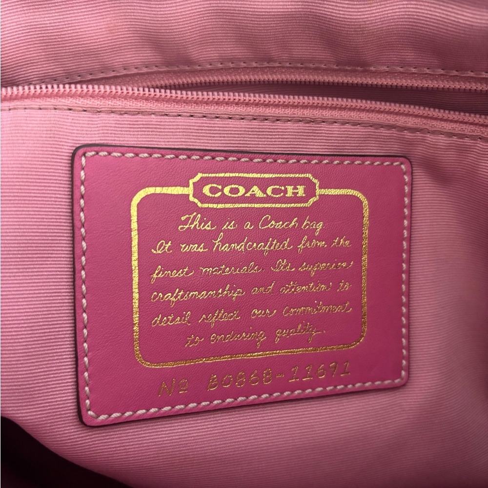Coach Brown Signature Canvas Tote with Pink Trim - Picture 7 of 7
